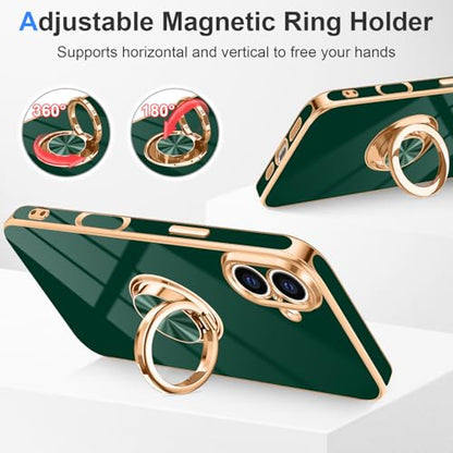 Designed for iPhone 17 Case with Ring Stand Slim Green (Green / 6.3'' iPhone 17)