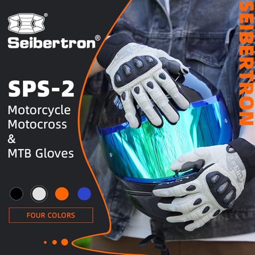 SPS 2 Unisex Touchscreen Road Racing Motorcycle MTB Sports Gloves Also fit BMX MX ATV Mountain Bike Bicycle Cycling Off (White SPS-2 / M Youth)