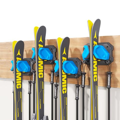 Ski & Snowboard Wall Rack for Garage (Glacier Blue / 4 Pack)
