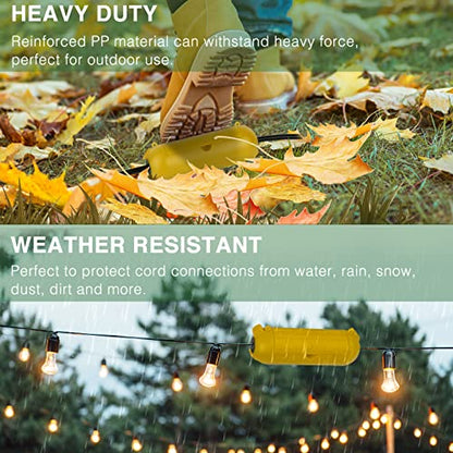 3 Pack] Flemoon Outdoor Extension Cord Safety Cover with Waterproof Seal (Yellow / Small Box: 5.3" L x 2" W x 2" H)