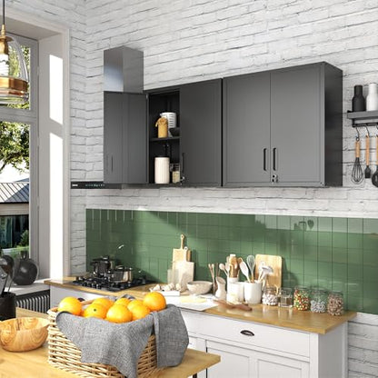 Wall Mounted Metal Storage Cabinet (Black / H30.31" - 2 Doors)