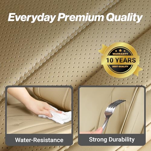 Premium Custom Fit Truck Car Seat Covers Full Set Seat Waterproof (X52 (See Vehicle Size Chart) / Full Set - Beige)