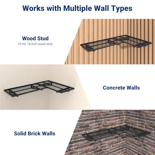 2 Pack 2x4ft Corner Wall Shelving Garage Storage Rack (Black / 2pack-2x4ft)