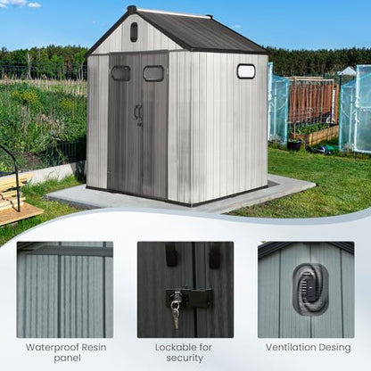 Domi 6x6 FT Resin Outdoor Storage Shed (6x6FT)