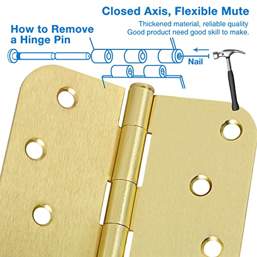 18 Pack Interior Door Hinges 4 Inch Brushed Brass 5 (Satin Brass-4 in / 18 Pack)