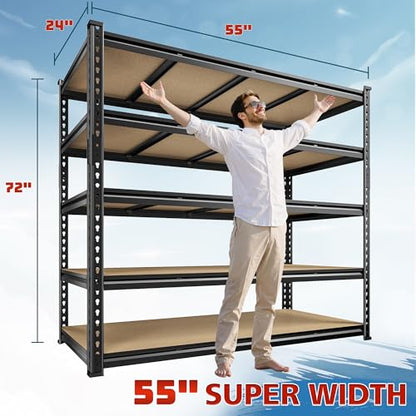 55" W Heavy Duty Garage Shelving (55" W × 24" D × 72" H)
