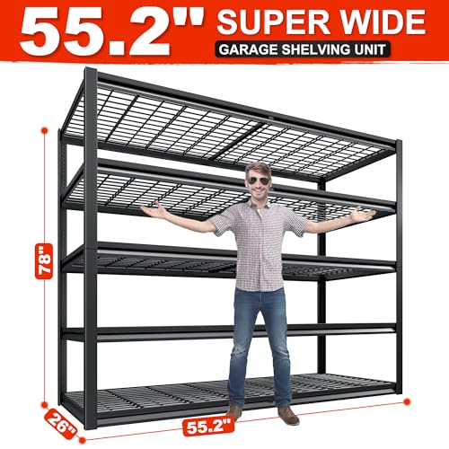 5 Tier 26" D Storage Shelves for Garage Basement Warehouse (5 tier - 55.2" W x 78" H x 26" D)