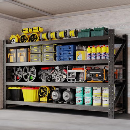 68" W Storage Shelves 8000lbs Garage Metal Shelving Heavy Duty Garage Shelves Adjustable Storage Shelves for Industrial (Black / 68" W X 24" D X 63.5" H)