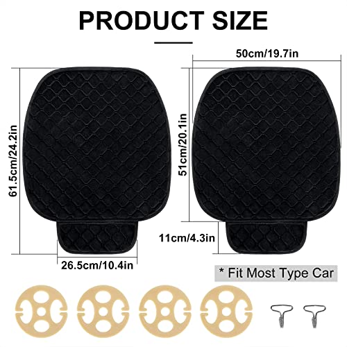 2 Comfortable Car Seat Covers Universal Front Seat Coves for Car Accessories with Storage Pockets (Black)