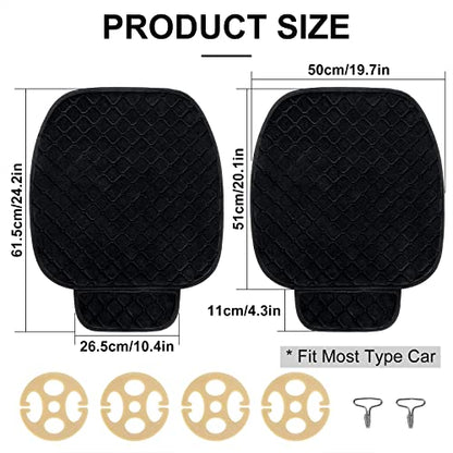 2 Comfortable Car Seat Covers Universal Front Seat Coves for Car Accessories with Storage Pockets (Black)