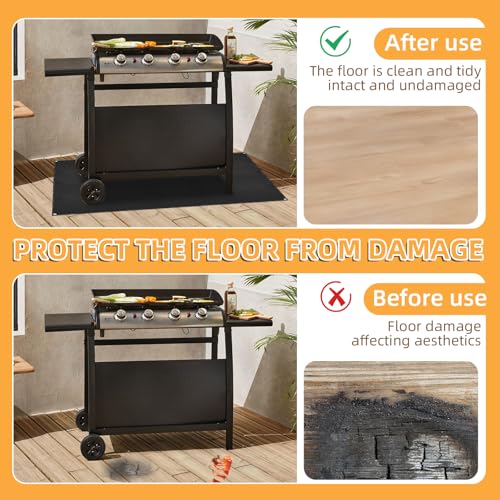Under Grill Mat for Outdoor Grilling (Rectangular/Black / 90"L x 48"W)