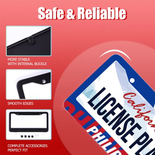 Philippine Flag Stainless Steel License Plate Frame Fits US Standard (Philippine Flag)