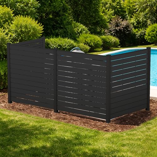 50" W x 48" H Outdoor Privacy Screen with Aluminum Posts (4 Panels/DarkGray)