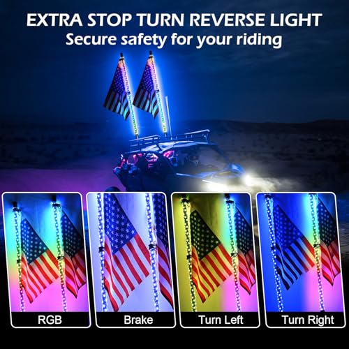 2PCS 3FT RGB LED Whip Light (3FT / （Pack of 2）)