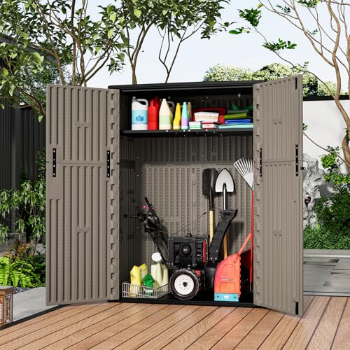 57 Cu.Ft Outdoor Storage Shed Weather Resistant (Brown / Tall Shed-47 cu ft)