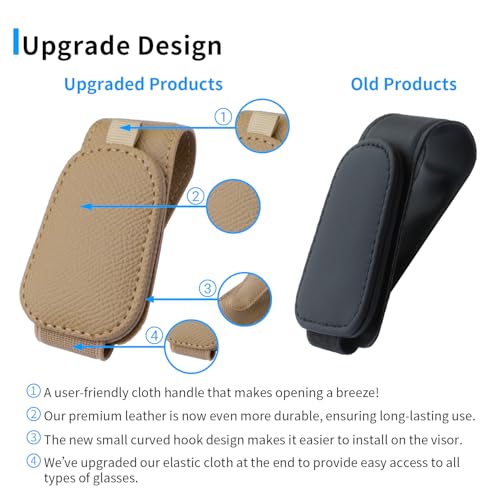 2 Packs Magnetic Sunglass Holder for Car Visor (Beige / 2pcs)