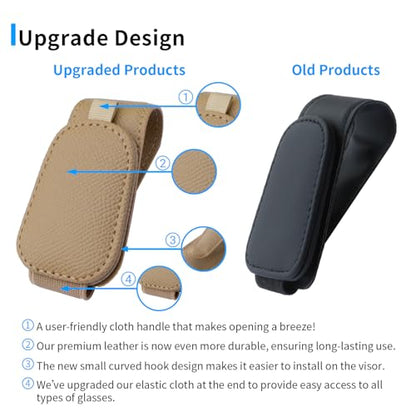 2 Packs Magnetic Sunglass Holder for Car Visor (Beige / 2pcs)