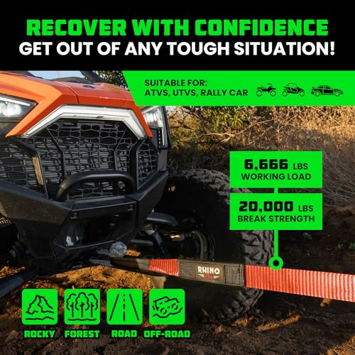 Offroad Recovery Tow Strap (Red / 2in x 20ft)