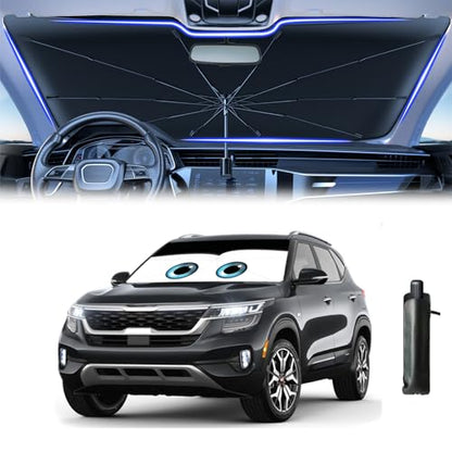 Windshield Sun Shade Umbrella for Car Front Window Sun Visor for Windshield Car Summer Accessories Protect Interior from UV Rays & Heat for Sedan (Eyes)