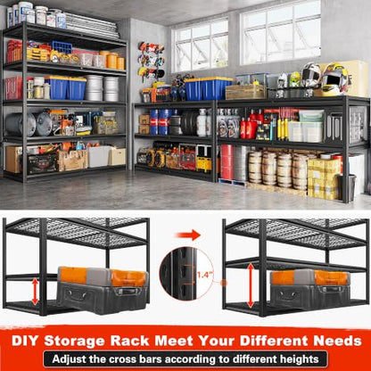 5 Tier 26" D Storage Shelves for Garage Basement Warehouse (5 tier - 55.2" W x 78" H x 26" D)