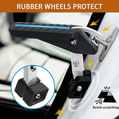 Adjustable 5 Gear Extra Protection Car Door Latch Step No Assemble Foldable Heavy Duty Car Gadgets Stand Pedal Ladder for Easy Roof Rack Access (Dark Grey)