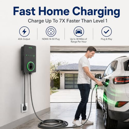 40A Level 2 EV Charger (Dark Gray)