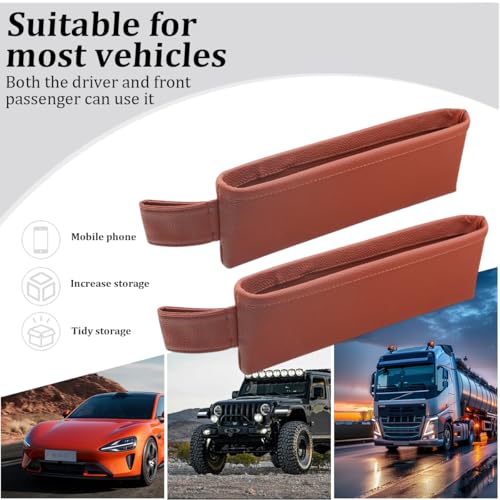 2PCS Car Seat Gap Filler Organizer (Brown)