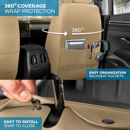 Curated Sandstone Napa Leather Seat Covers for Cars & SUVs (Beige (Sandstone) – Set / Full Set)