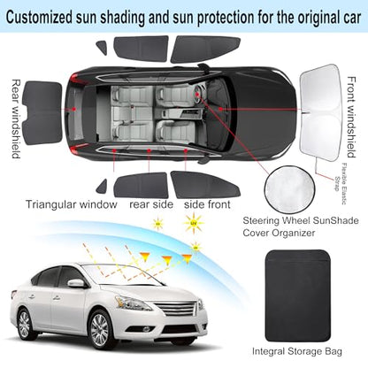 Window Shades for Nissan Sentra 2014 2015 2016 2017 2018 2019 Accessories Car Side Full Windows Rear Triangular Windshield Sun Shade Sun UV Rays Privacy Protection for Camping Napping 8PCS (Nissan Sentra 2014 2015 2016 2017 2018 2019)