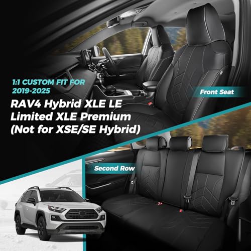 for Toyota RAV4 Seat Covers 2019 2020 2021 2022 2023 2024 2025 RAV 4 Prime & Hybrid XLE LE Limited XLE Premium (Black / 2019-2025 Hybrid (LE/XLE/XLE Premium/Limited))