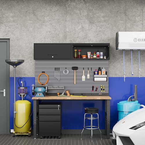 Metal Storage Cabinet Black Wall Cabinets with Locking Door (13"D x 31.5"W x 13.7"H / Black)