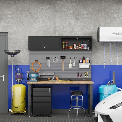Metal Storage Cabinet Black Wall Cabinets with Locking Door (13"D x 31.5"W x 13.7"H / Black)
