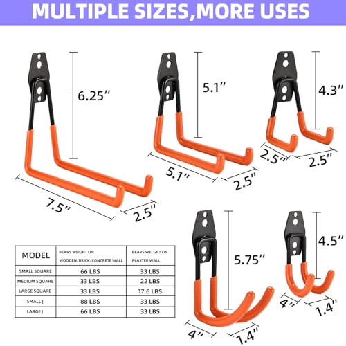 30 Pack Heavy Duty Steel Storage Hooks (Orange-HD-30PC)