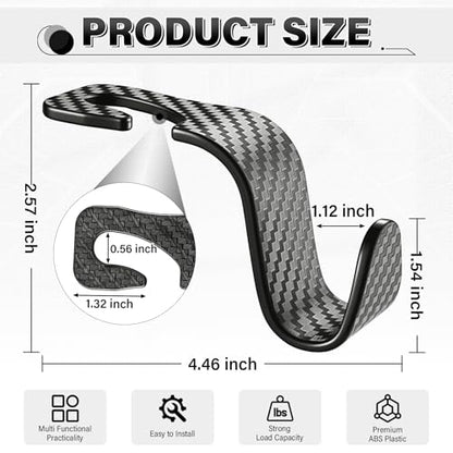 Universal 4 Pack Car Seat Headrest Purse Hook (4pc / Black Checkered)