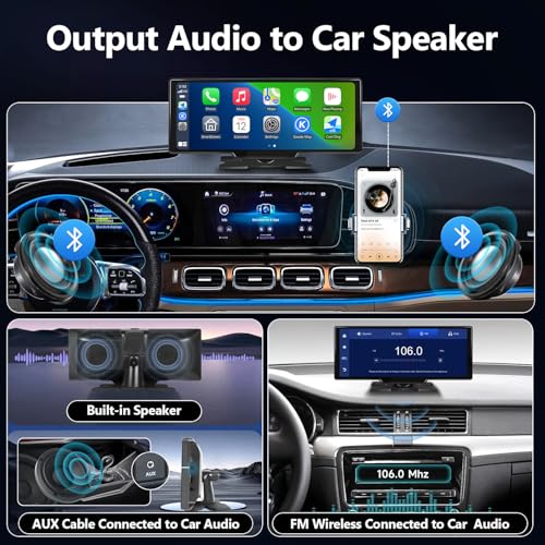 Portable Carplay Screen for Car (10.26" Carplay with 4K DVR & 1080p Rear Cam (64G))
