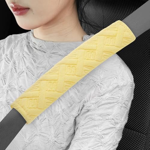 2 Pack Universal Car Shoulder Strap Pads Cover for A More Comfortable Driving (Yellow)