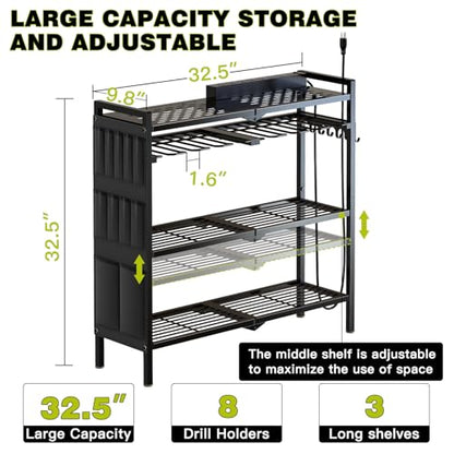 Power Tool Organizer Cart with Charging Station (Black)