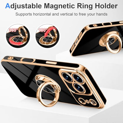 Designed for iPhone 17 Pro Max Case with Ring Stand Slim Black (Black / 6.9'' iPhone 17 Pro Max)