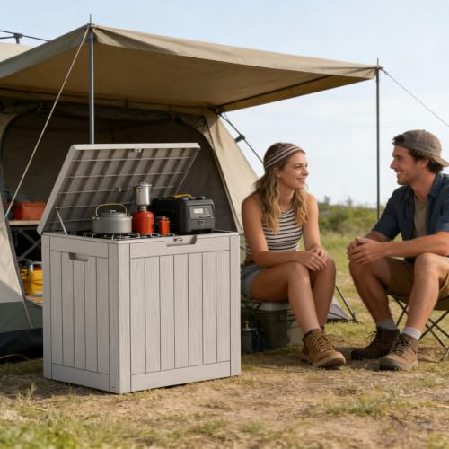 50 Gallon Resin Outdoor Storage Box (Gray / 46 gallons)