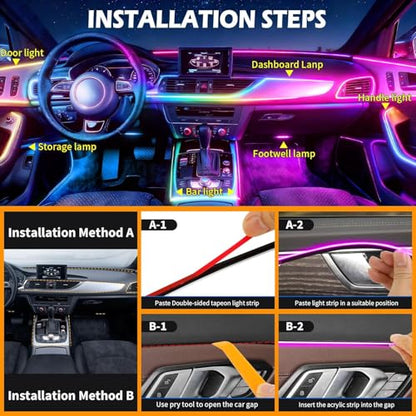 Smart Acrylic LED Car Interior Lights (Car Ambient Lighting Kit (10 in 1))