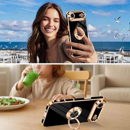 Designed for iPhone Air Case with Ring Stand Slim Black (Black / 6.5'' iPhone Air)