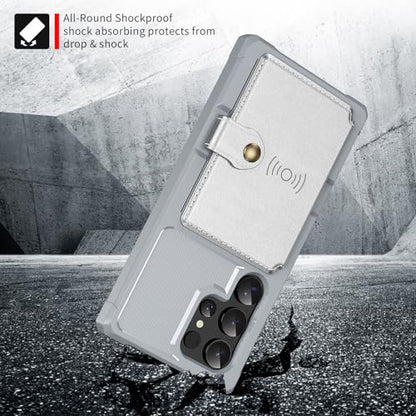 For Samsung Galaxy S25 Ultra Card Holder Case (Silver / Galaxy S25 Ultra)