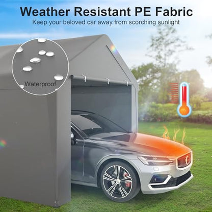 Carport 10‘ x 20’ Garage Car Canopy w (Gray / 10' x 20' /with side)