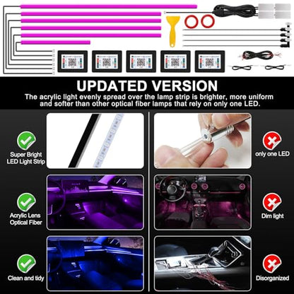 Acrylic Interior Car LED Strip Light with Wireless APP (RGB Color 14 in 1)