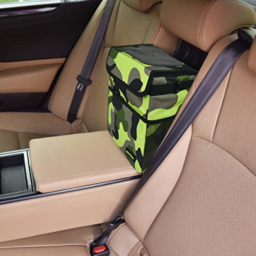 Cute Car Trash Can with Lid (Green Camo / 2 Gallons)
