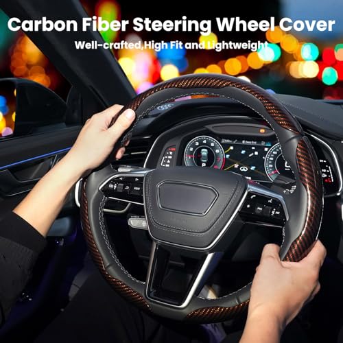 Carbon Fiber Steering Wheel Cover 3PCS Set (Brown)