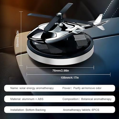Helicopter Car Air Freshener Solar Powered Perfume Diffuser with 6PCS Cologne Fragrance Tablets Interior Decorative Accessories Smart Deodorizer For Men
