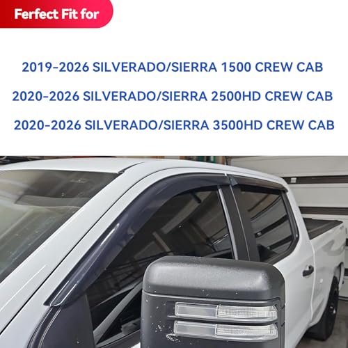 Window Visors Rain Guards for 2019 (2019-2024 Silverado/Sierra 1500 Crew Cab)
