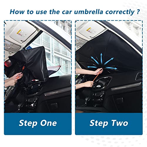 Car Windshield Sunshade Umbrella Eyes Eyelashes Funny Sun Shade Cover Upgraded Sunshade Windshield Umbrella with 360° Bendable Handle for Protect Car Interior 57"x30" (Eyelashes)