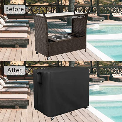 Outdoor Table Cover for Wicker Bar Cart 44''L x 19''W x 36''H
